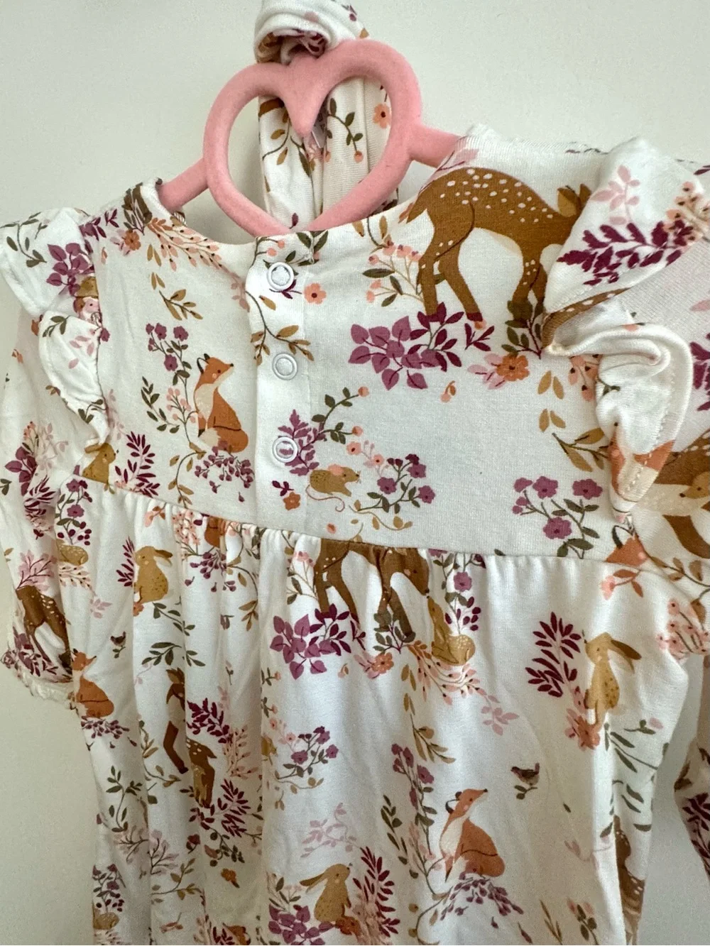 NWT Angel Dear Bamboo Baby Girl Woodland Print Romper And Headband